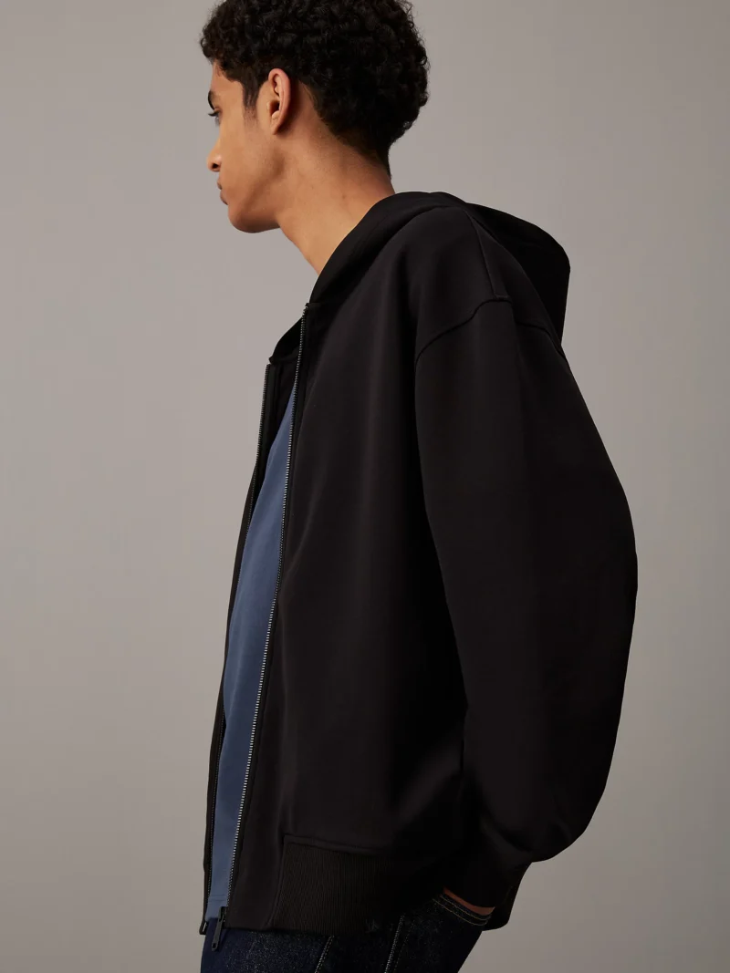 CALVIN KLEIN - Felpa con cappuccio e zip integrale dal taglio relaxed - Nero