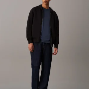 CALVIN KLEIN - Felpa con cappuccio e zip integrale dal taglio relaxed - Nero