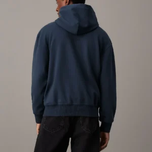 CALVIN KLEIN - Felpa con cappuccio e zip integrale dal taglio relaxed - Blu