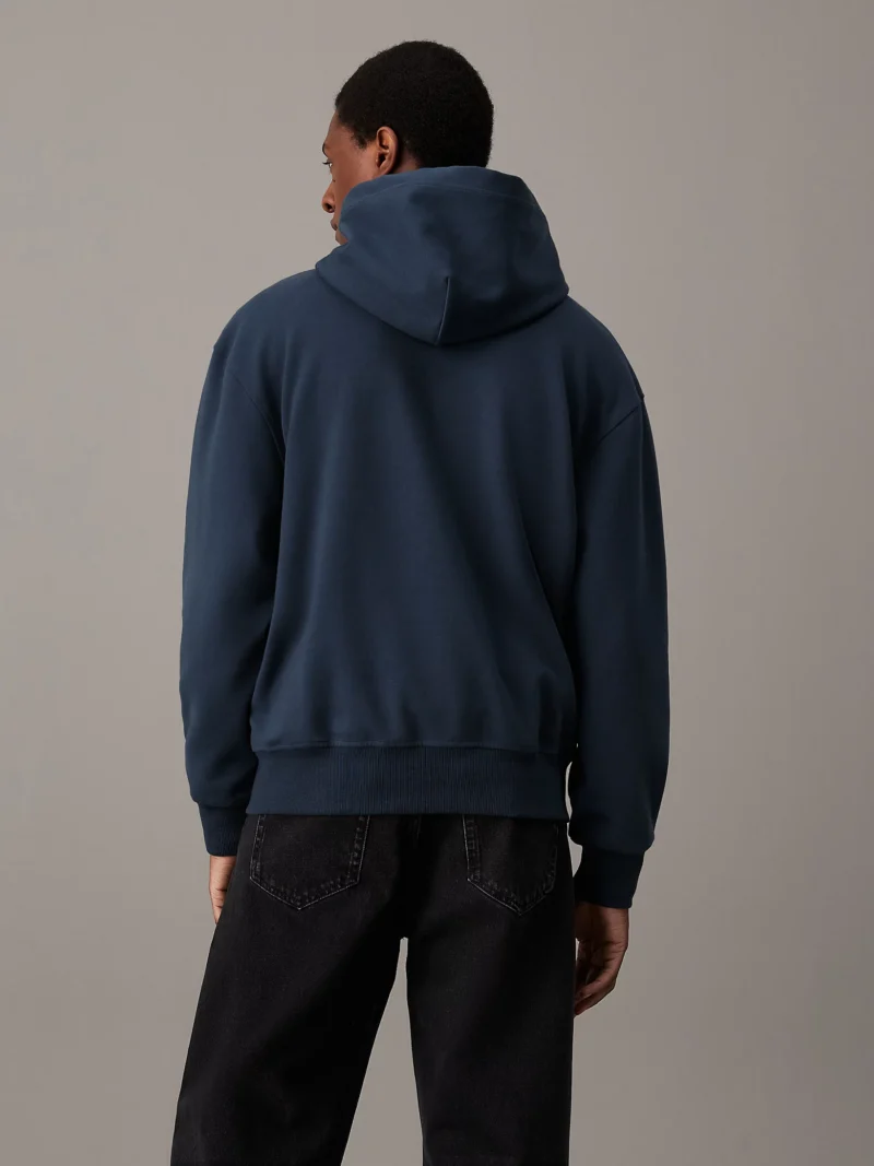 CALVIN KLEIN - Felpa con cappuccio e zip integrale dal taglio relaxed - Blu