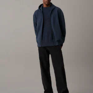 CALVIN KLEIN - Felpa con cappuccio e zip integrale dal taglio relaxed - Blu