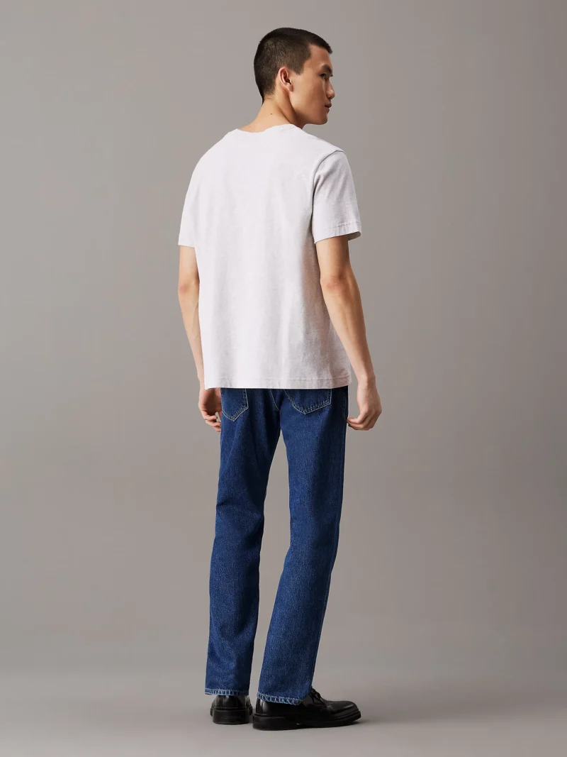 CALVIN KLEIN - T-shirt con monogramma logo in ciniglia - Grigio Chiaro