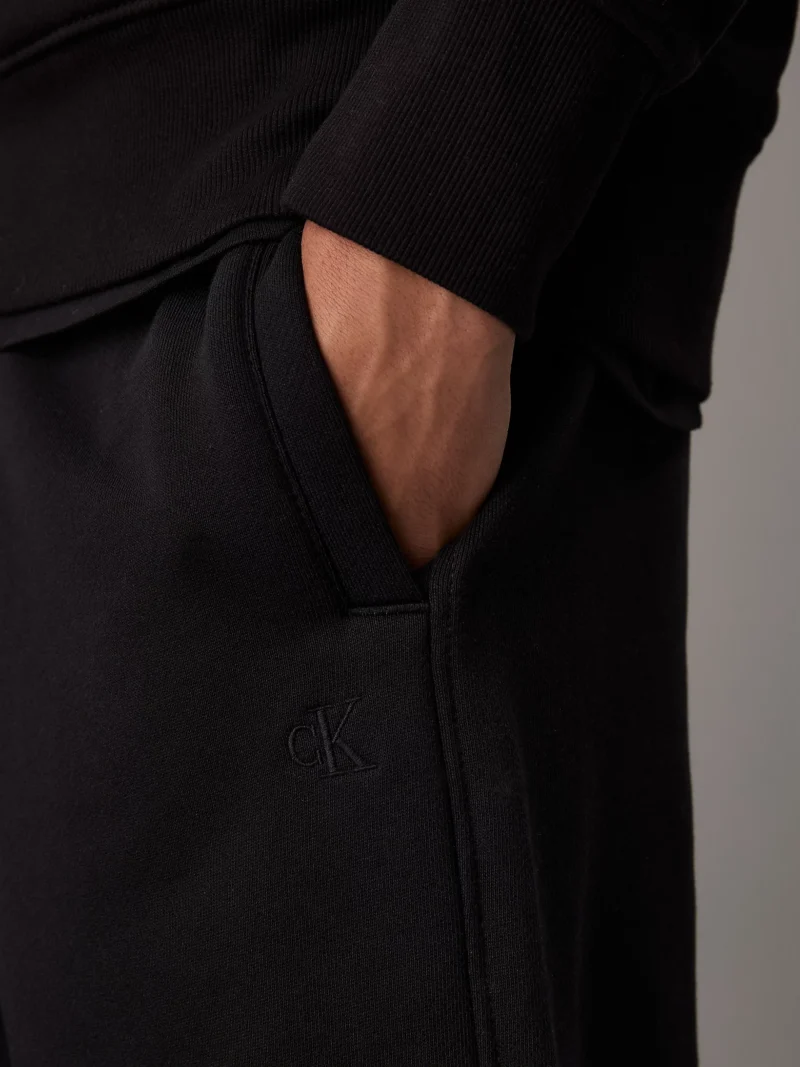 CALVIN KLEIN - Pantaloni da tuta dritti in felpa pesante - Nero