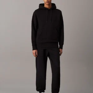 CALVIN KLEIN - Pantaloni da tuta dritti in felpa pesante - Nero