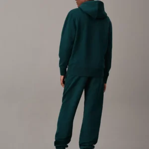 CALVIN KLEIN - Pantaloni da tuta dritti in felpa pesante - Verde Scuro