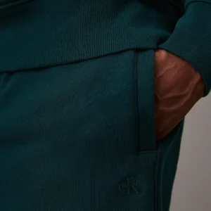 CALVIN KLEIN - Pantaloni da tuta dritti in felpa pesante - Verde Scuro