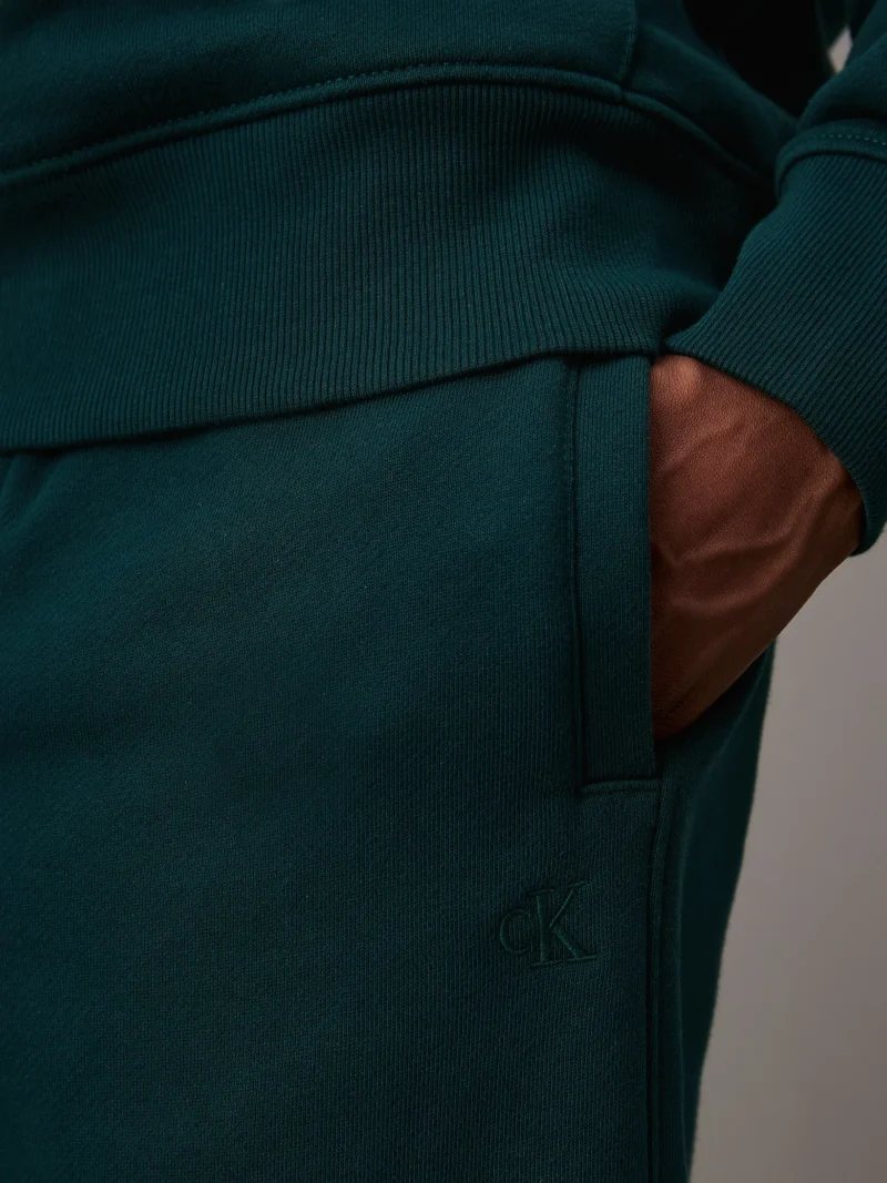 CALVIN KLEIN - Pantaloni da tuta dritti in felpa pesante - Verde Scuro