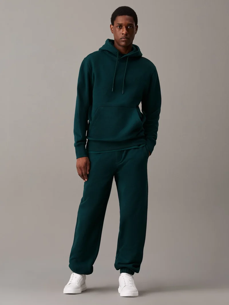 CALVIN KLEIN - Pantaloni da tuta dritti in felpa pesante - Verde Scuro