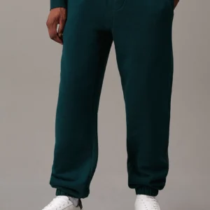 CALVIN KLEIN - Pantaloni da tuta dritti in felpa pesante - Verde Scuro