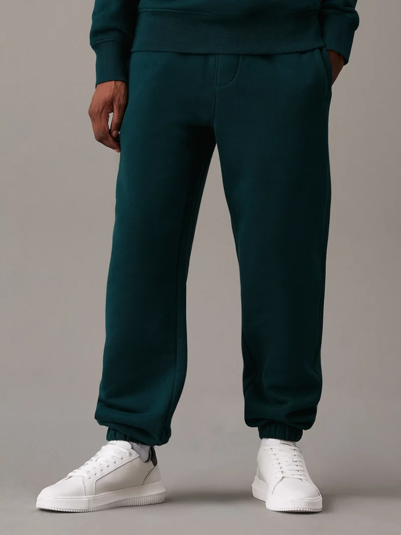 CALVIN KLEIN - Pantaloni da tuta dritti in felpa pesante - Verde Scuro