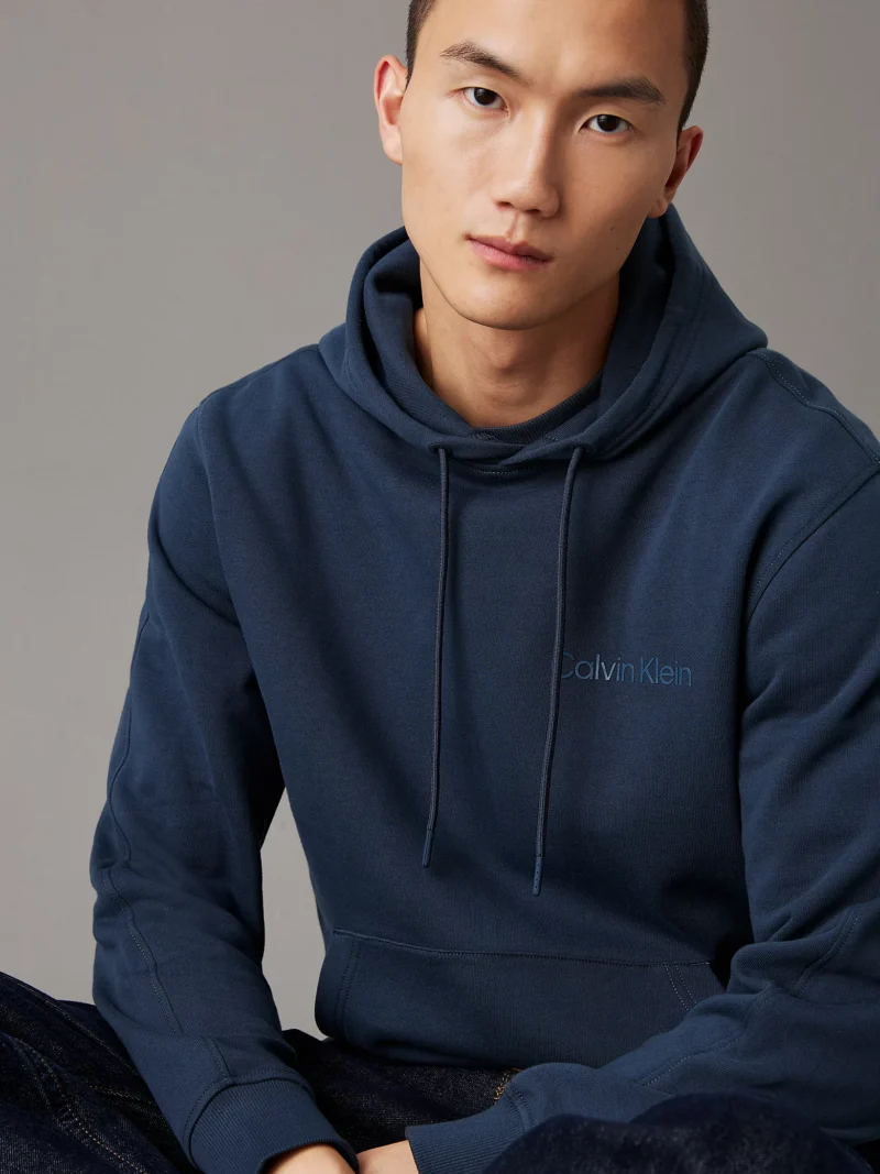 CALVIN KLEIN - Felpa con cappuccio in spugna di cotone e logo