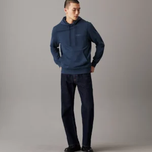 CALVIN KLEIN - Felpa con cappuccio in spugna di cotone e logo