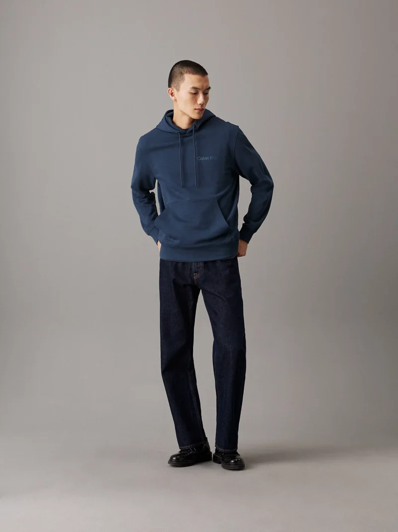 CALVIN KLEIN - Felpa con cappuccio in spugna di cotone e logo