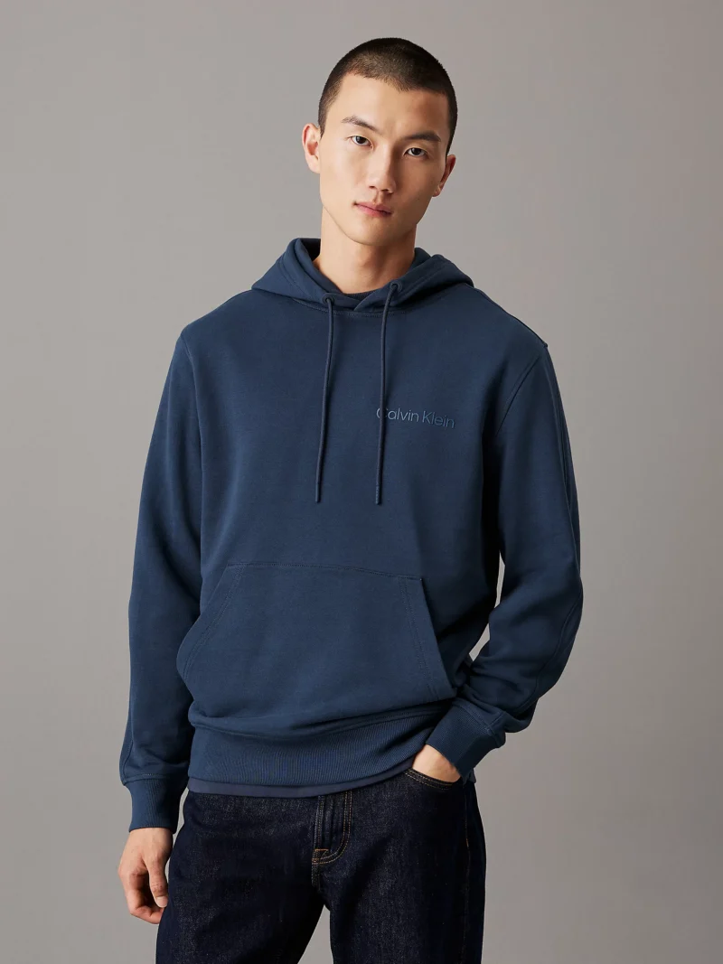 CALVIN KLEIN - Felpa con cappuccio in spugna di cotone e logo