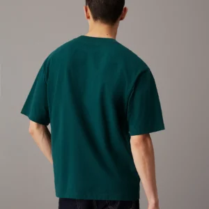 CALVIN KLEIN - T-shirt in jersey pesante taglio relaxed - Verde Scuro