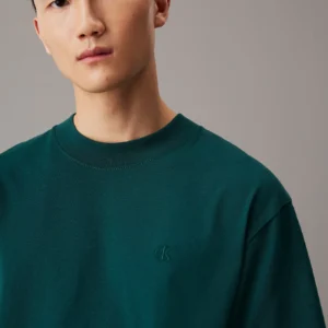 CALVIN KLEIN - T-shirt in jersey pesante taglio relaxed - Verde Scuro