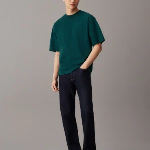 CALVIN KLEIN - T-shirt in jersey pesante taglio relaxed - Verde Scuro