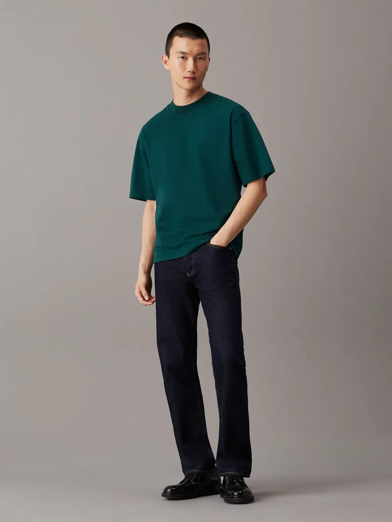 CALVIN KLEIN - T-shirt in jersey pesante taglio relaxed - Verde Scuro