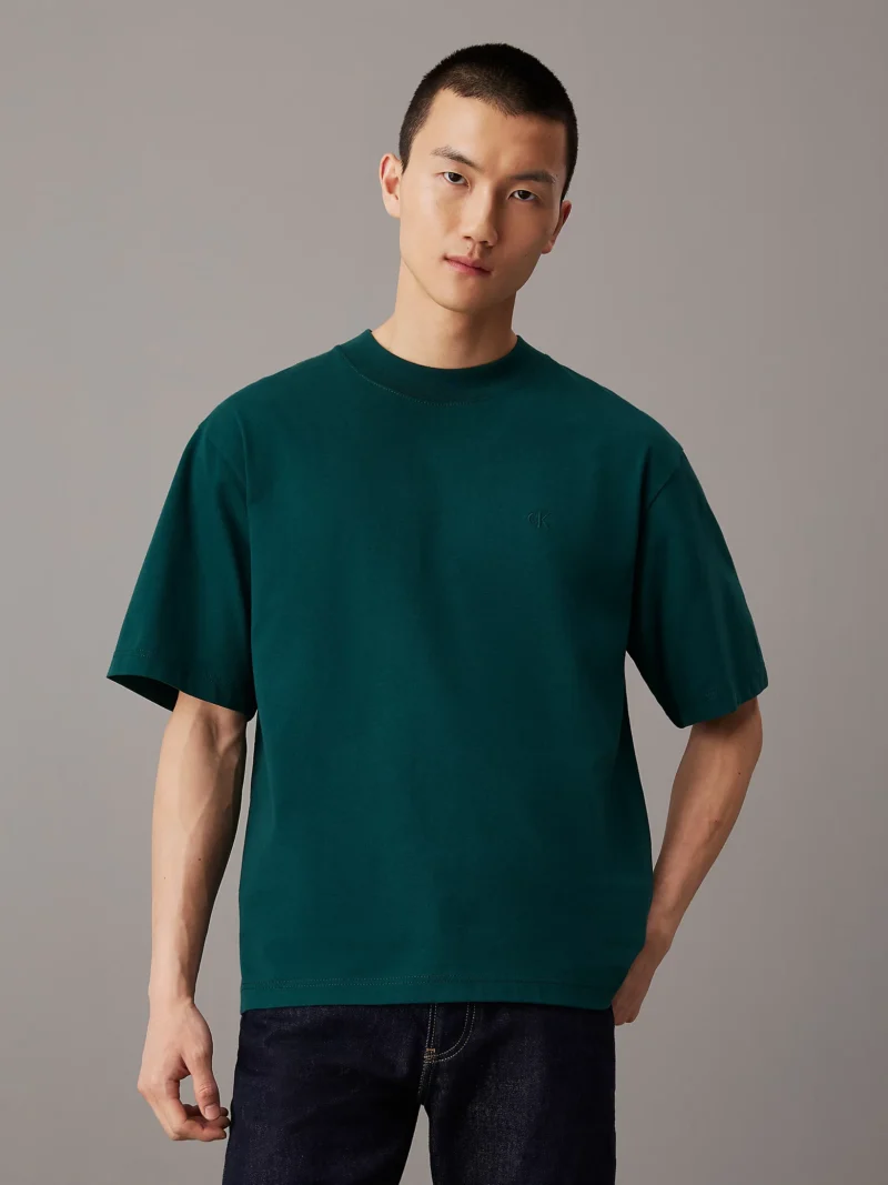 CALVIN KLEIN - T-shirt in jersey pesante taglio relaxed - Verde Scuro