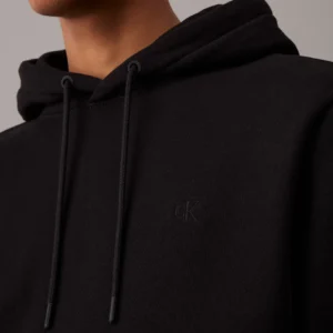 CALVIN KLEIN - Felpa con cappuccio in pile di cotone pesante - Nero