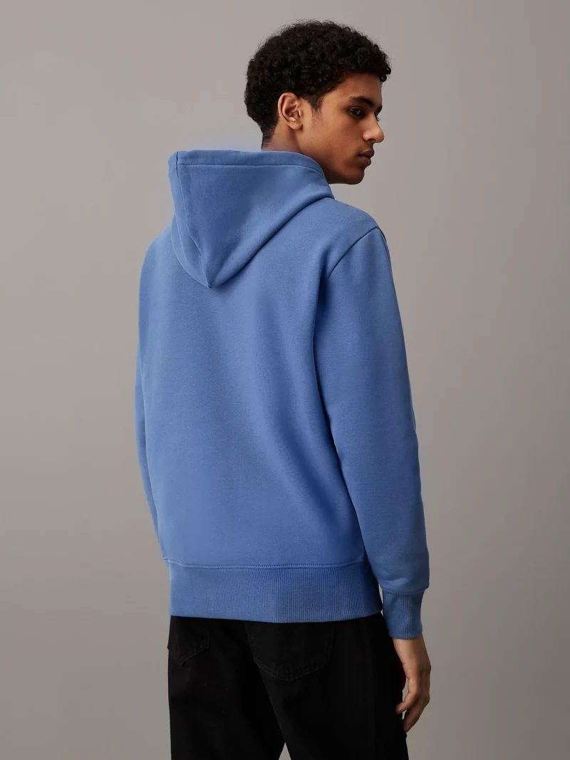 CALVIN KLEIN - Felpa con cappuccio in pile di cotone pesante - Blu Chiaro
