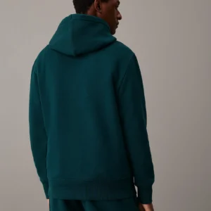 CALVIN KLEIN - Felpa con cappuccio in pile di cotone pesante - Verde Scuro