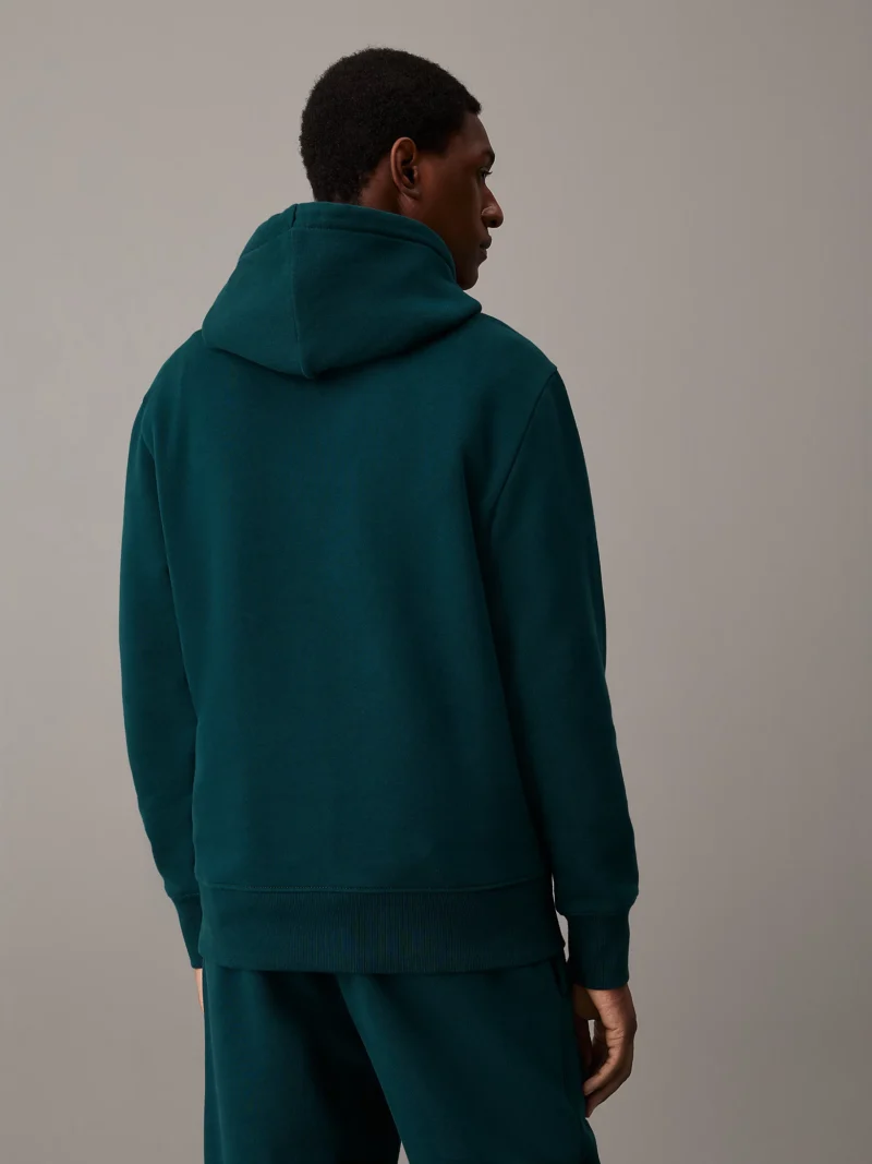 CALVIN KLEIN - Felpa con cappuccio in pile di cotone pesante - Verde Scuro