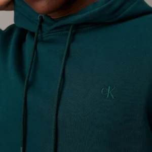 CALVIN KLEIN - Felpa con cappuccio in pile di cotone pesante - Verde Scuro