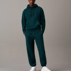 CALVIN KLEIN - Felpa con cappuccio in pile di cotone pesante - Verde Scuro