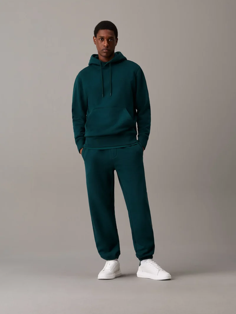 CALVIN KLEIN - Felpa con cappuccio in pile di cotone pesante - Verde Scuro