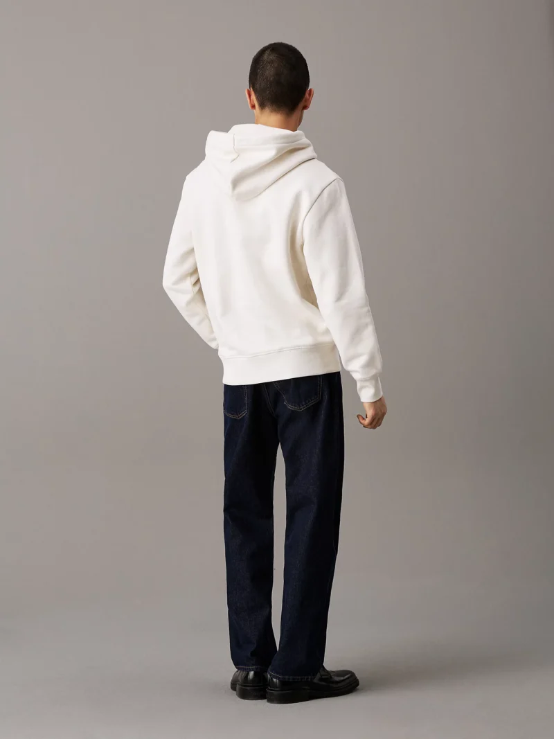CALVIN KLEIN - Felpa con cappuccio in pile di cotone pesante - Avorio