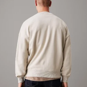 CALVIN KLEIN - Felpa in cotone lavato taglio relaxed - Beige