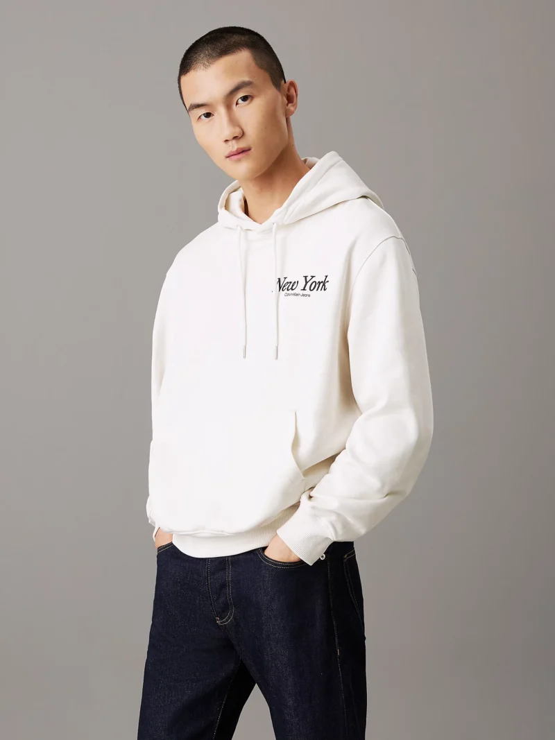 CALVIN KLEIN - Felpa con cappuccio con logo New York dal taglio relaxed