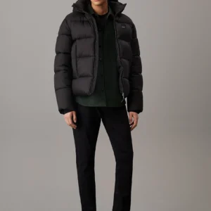 CALVIN KLEIN - Piumino con cappuccio - Nero