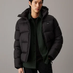 CALVIN KLEIN - Piumino con cappuccio - Nero