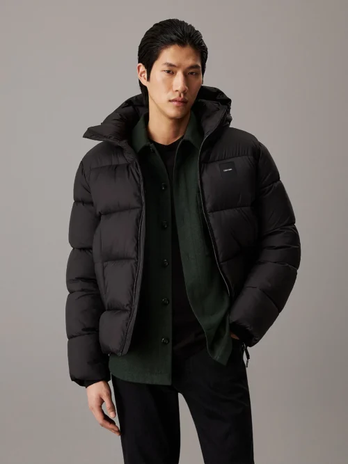 CALVIN KLEIN - Piumino con cappuccio - Nero