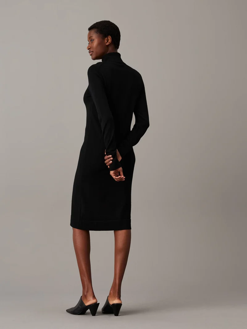 CALVIN KLEIN - Tubino in lana merino - Nero