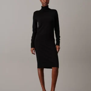 CALVIN KLEIN - Tubino in lana merino - Nero