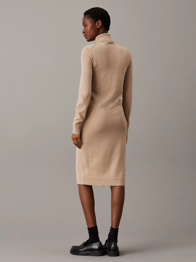CALVIN KLEIN - Tubino in lana merino - Sabbia