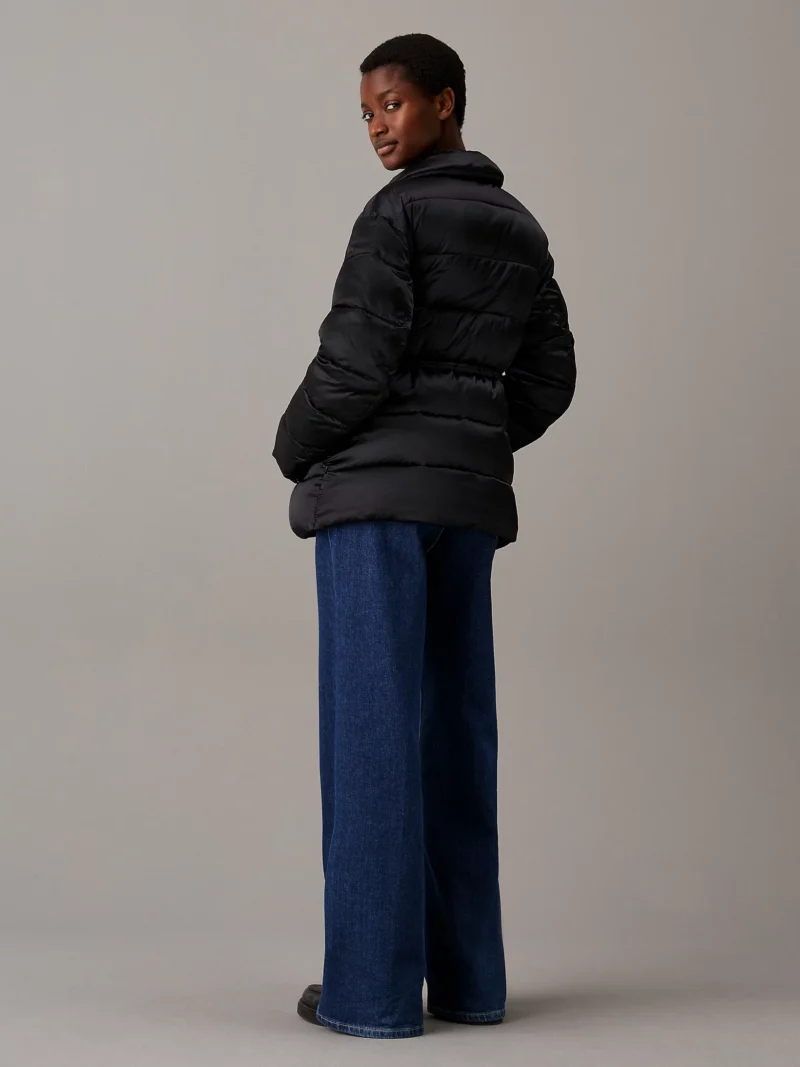 CALVIN KLEIN - Giaccone imbottito in raso con cordoncino