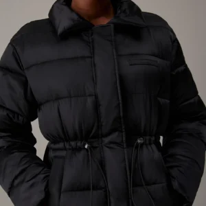 CALVIN KLEIN - Giaccone imbottito in raso con cordoncino