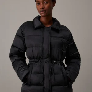 CALVIN KLEIN - Giaccone imbottito in raso con cordoncino