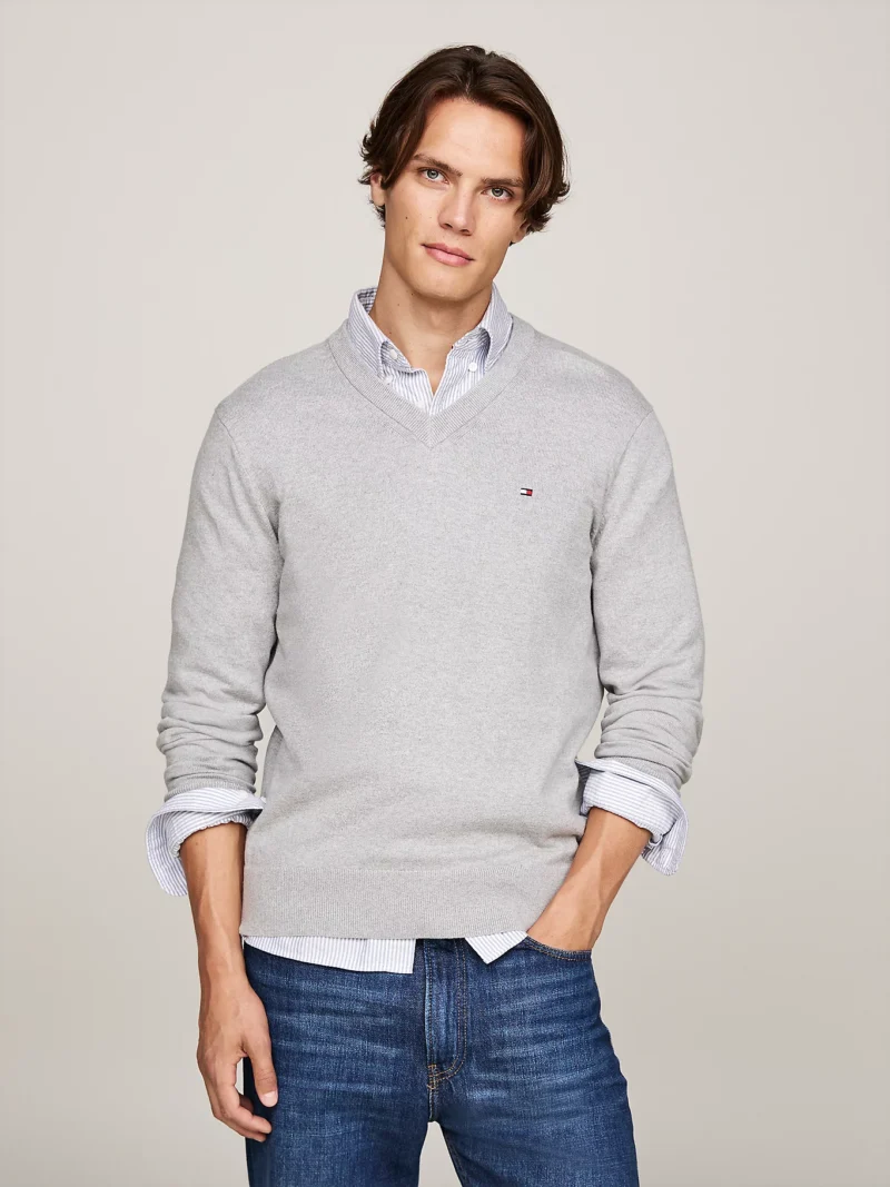 TOMMY HILFIGER - Pullover con scollatura a V e cashmere