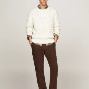TOMMY HILFIGER - Pantaloni chino straight fit in velluto