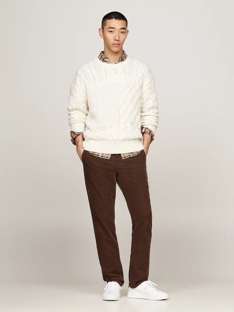 TOMMY HILFIGER - Pantaloni chino straight fit in velluto