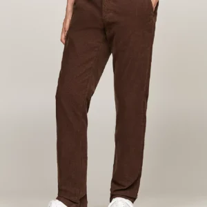 TOMMY HILFIGER - Pantaloni chino straight fit in velluto