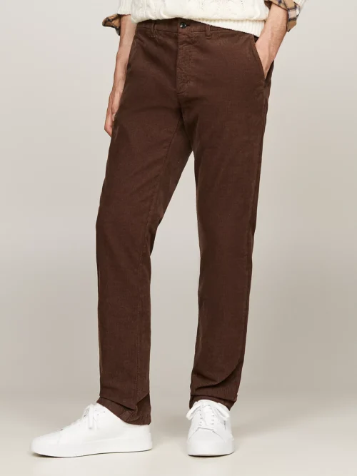 TOMMY HILFIGER - Pantaloni chino straight fit in velluto