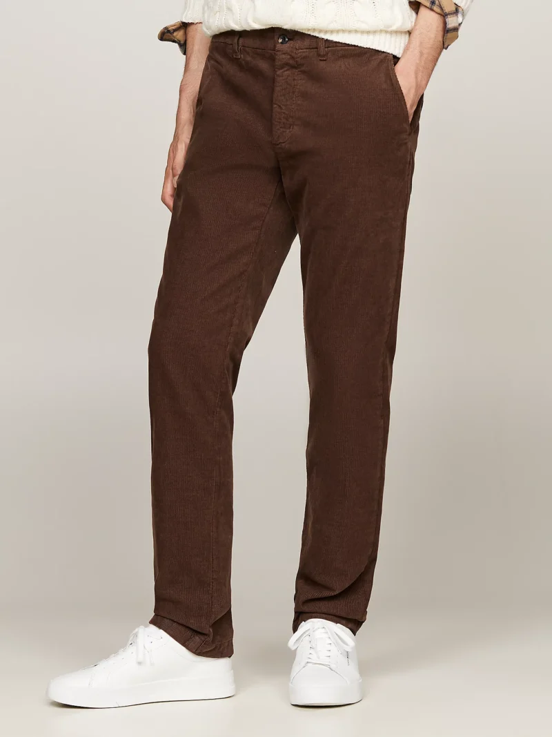 TOMMY HILFIGER - Pantaloni chino straight fit in velluto