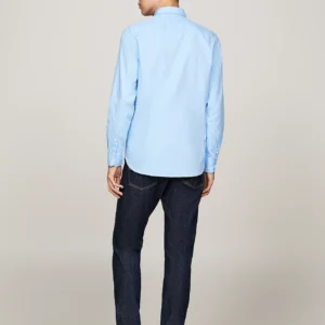TOMMY HILFIGER - Camicia TH Flex slim fit in cotone dobby - Blu Chiaro