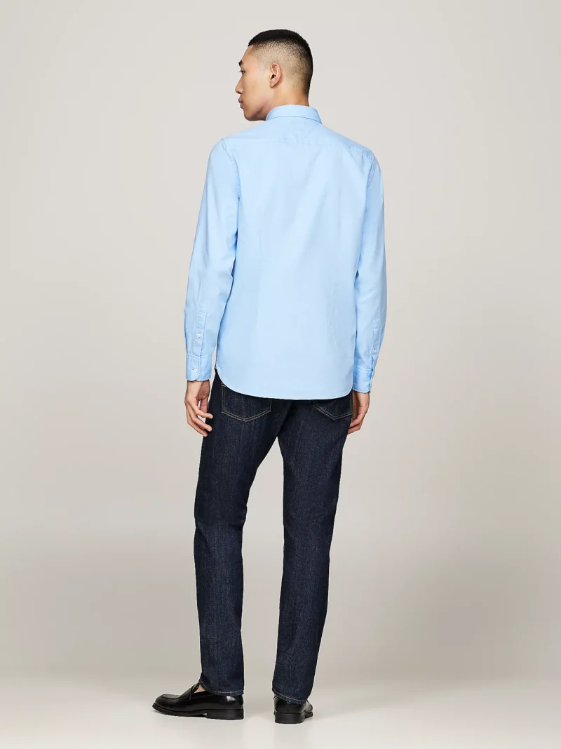 TOMMY HILFIGER - Camicia TH Flex slim fit in cotone dobby - Blu Chiaro